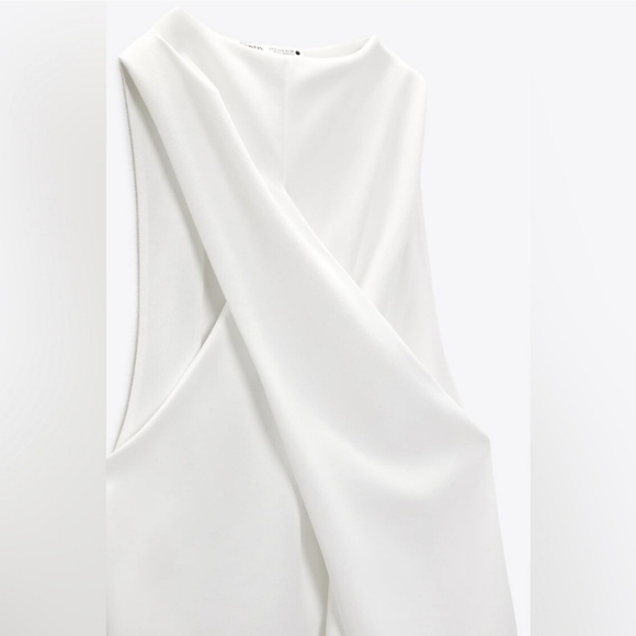 New Zara Knotted Front Detail Sleeveless White Midi Dress NWT Small - Picture 9 of 16